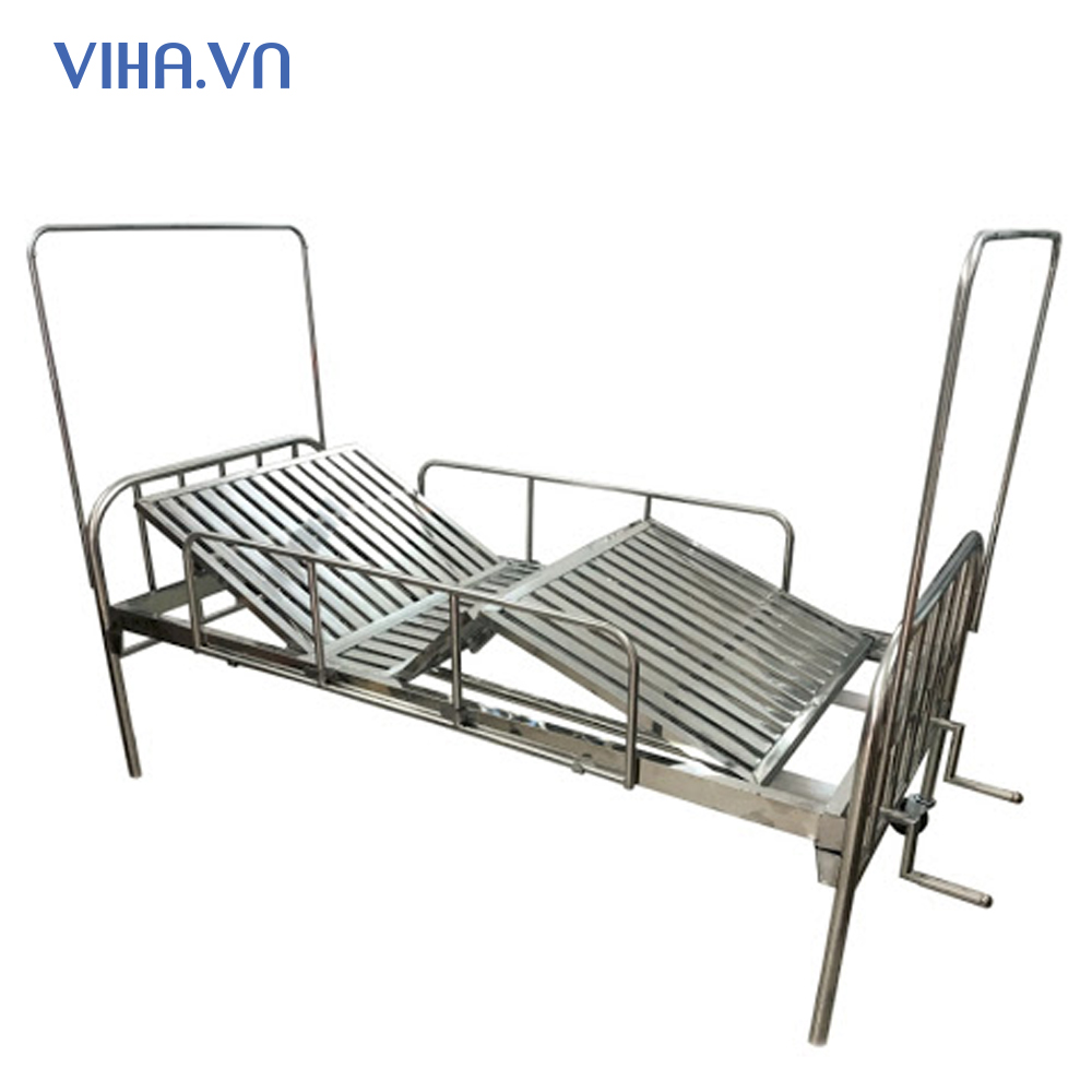 Giường Y tế Inox 2 Tay Quay, Giường bệnh inox 2 tay quay
