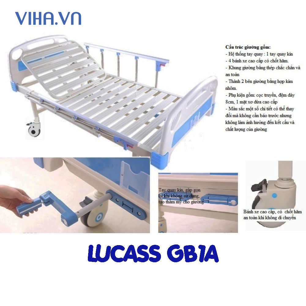 Giường y tế Lucass GB-1A - Giường y tế 1 tay quay