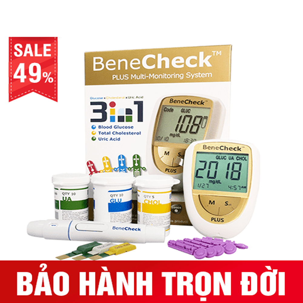 Máy Đo Đường Huyết  BeneCheck Plus 3 in 1 hàng chính hãng- Xuất xứ Đài loan