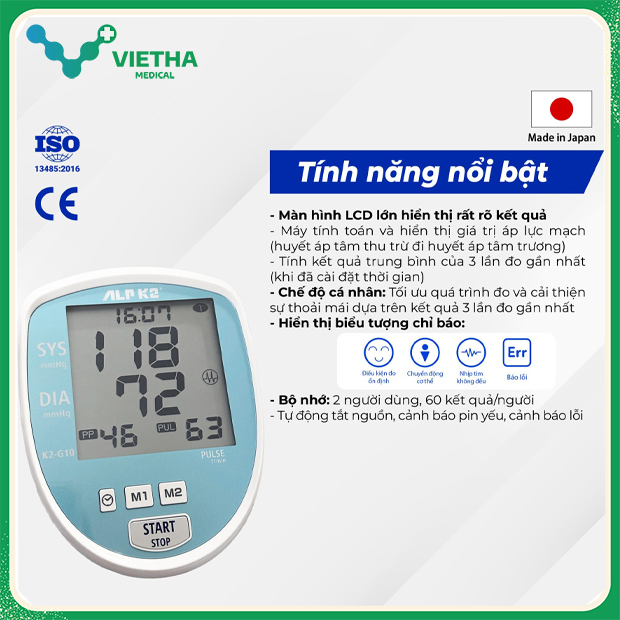 Máy Đo Huyết Áp Điện Tử Bắp Tay ALPK2-G10