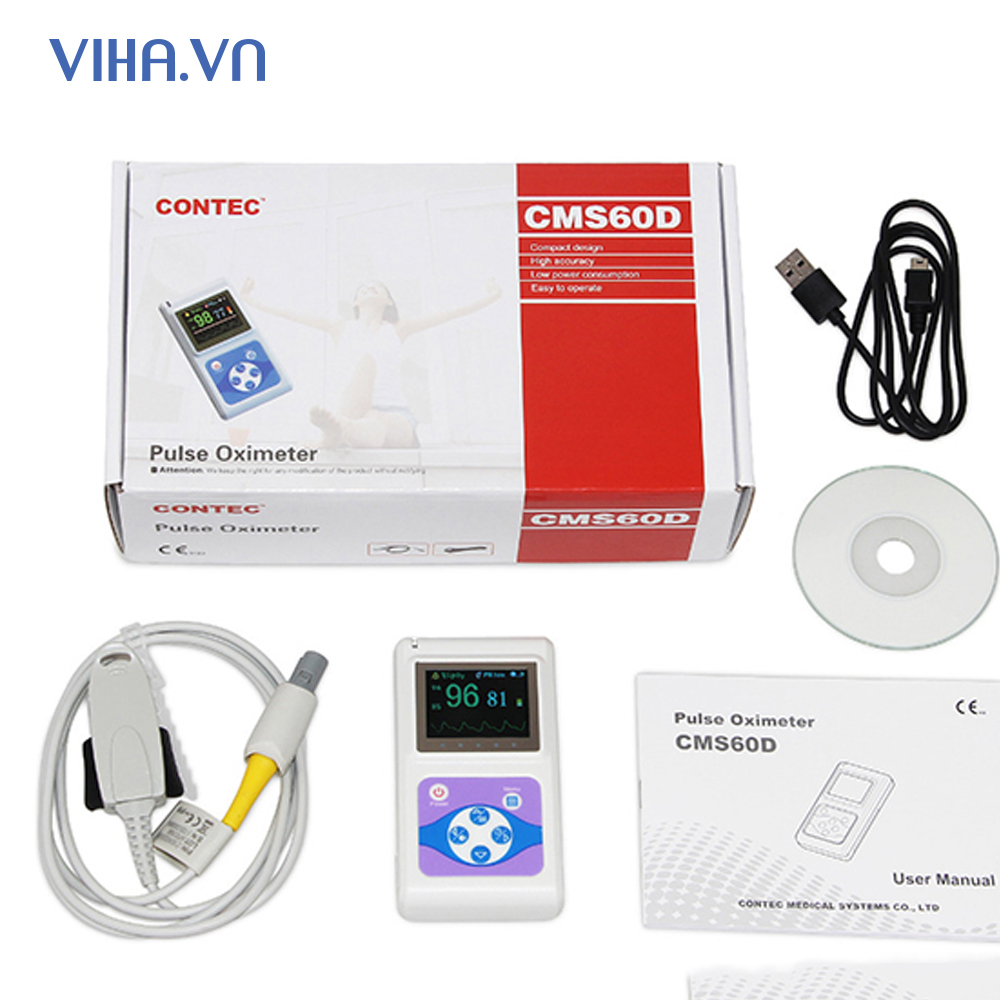 Máy đo nồng độ oxy trong máu cầm tay có dây Contec CMS60D cho trẻ sơ sinh