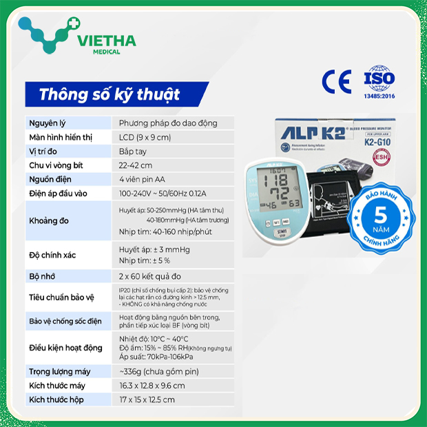 Máy Đo Huyết Áp Điện Tử Bắp Tay ALPK2-G10