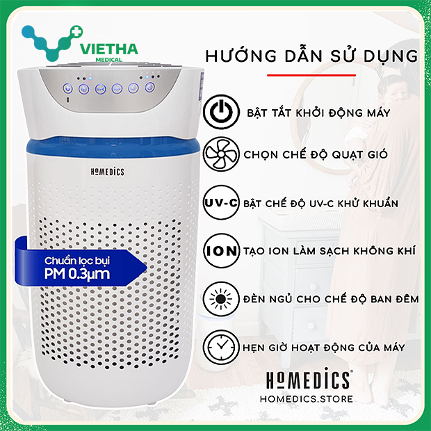 MÁY LỌC KHÔNG KHÍ 5 TRONG 1 HOMEDICS TOTALCLEAN™ AP-T20