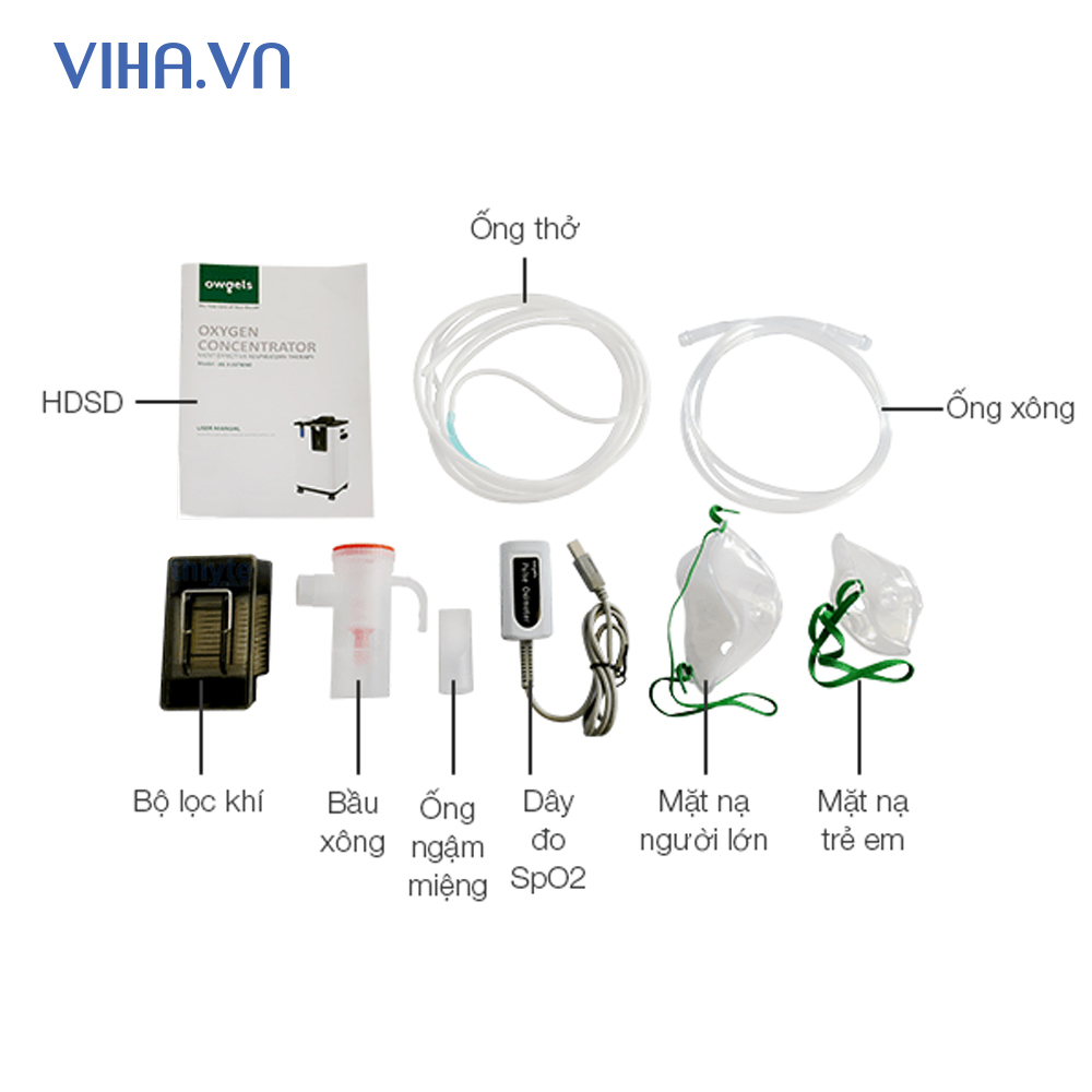 Máy Tạo Oxy Owgels OZ-3-01TWX0 Có Đo SPO2 và Xông Mũi Họng