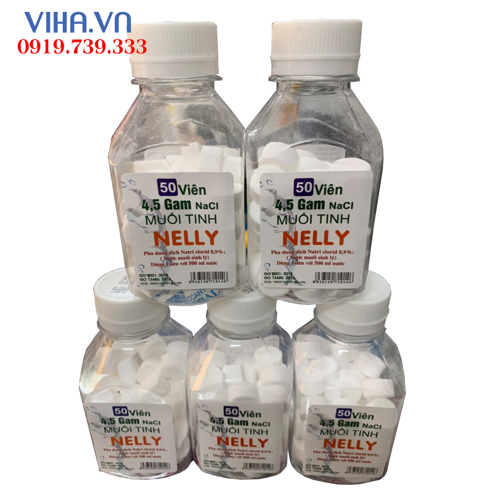 Muối tinh dạng viên NELLY, lọ 50 viên, dùng sát khuẩn, súc miệng , làm sạch da