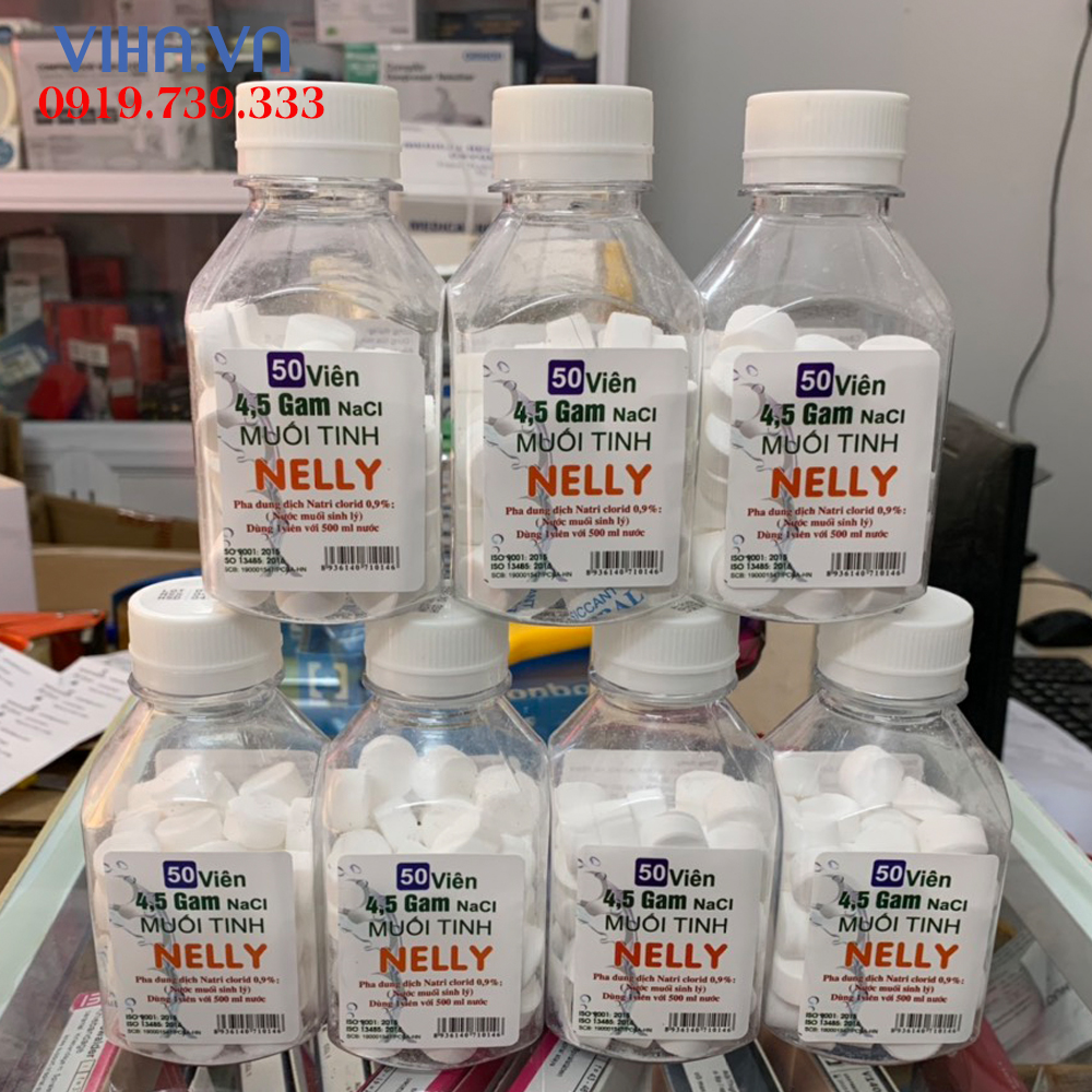 Muối tinh dạng viên NELLY, lọ 50 viên, dùng sát khuẩn, súc miệng , làm sạch da
