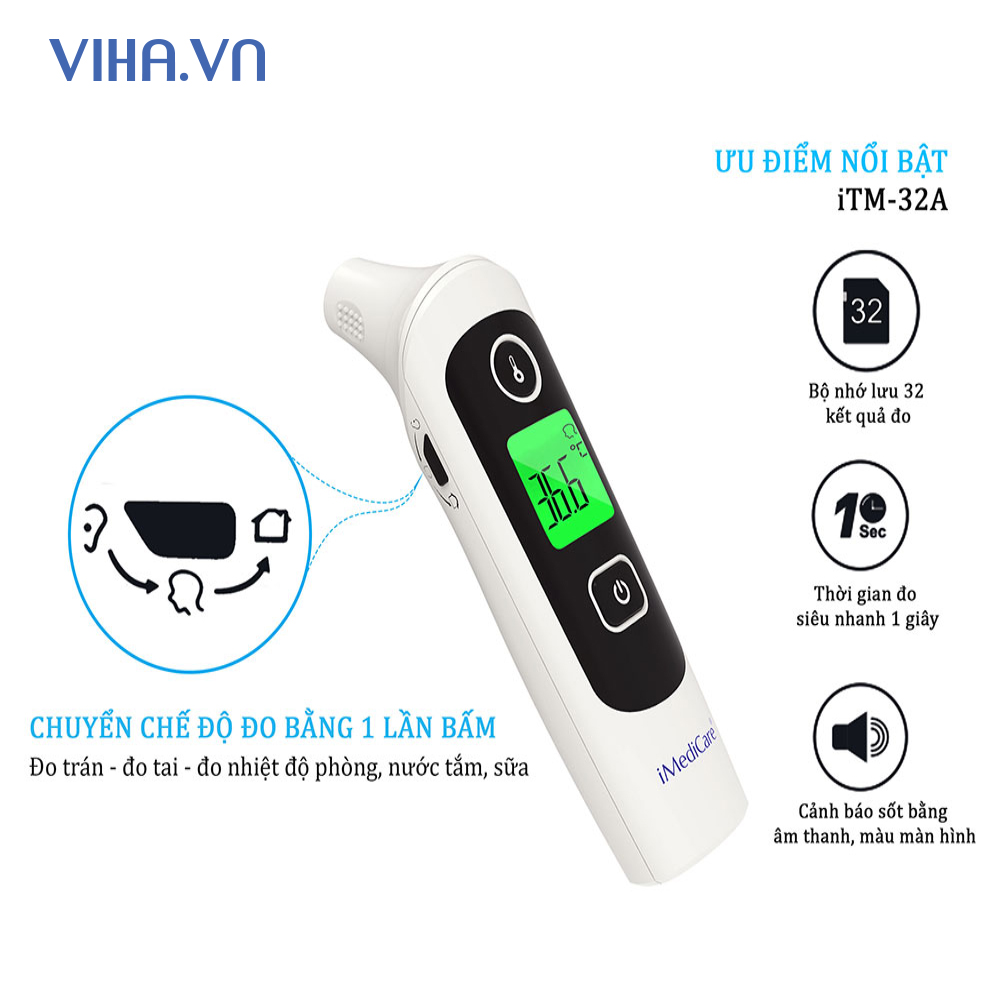 Nhiệt kế điện tử hồng ngoại 2 trong 1 iMediCare iTM 32A