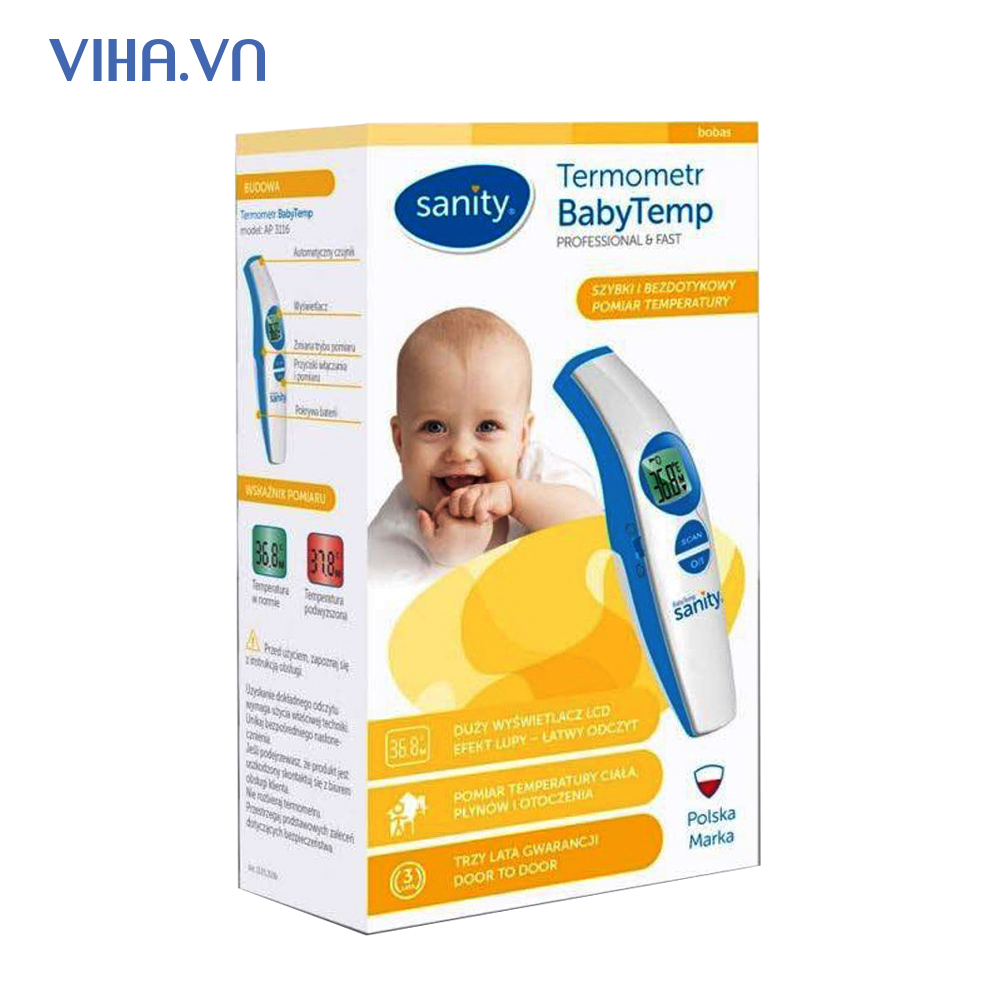 Nhiệt Kế Hồng Ngoại Đo Trán Baby Temp Sanity AP 3116 3in1