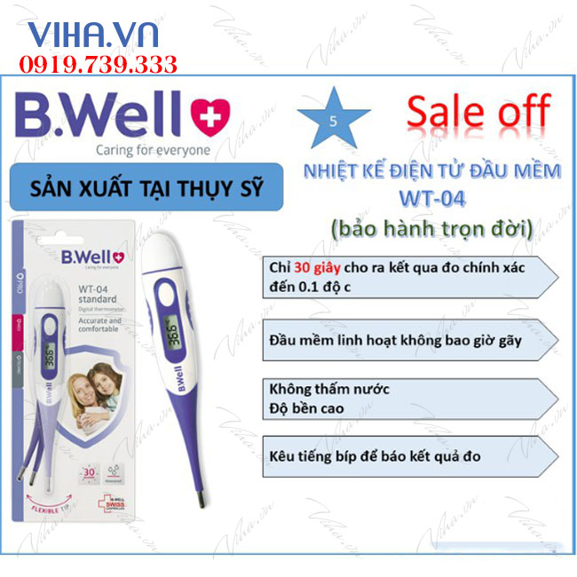 Nhiệt kế điện tử đầu mềm linh hoạt B.Well WT-04 Standart