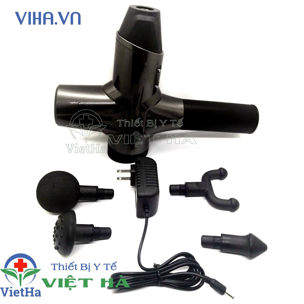 Súng Massage  4 Đầu 6 Chế Độ