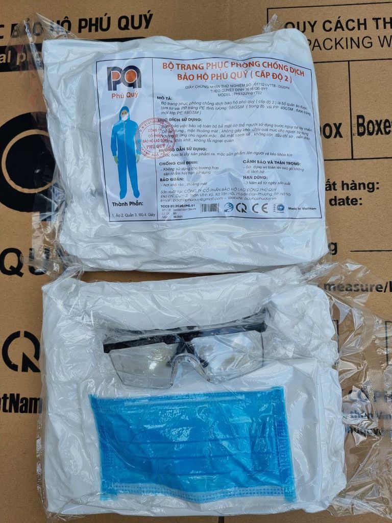 Bộ quần áo phòng dịch, bộ phòng hộ  Phú Quý cấp độ 2