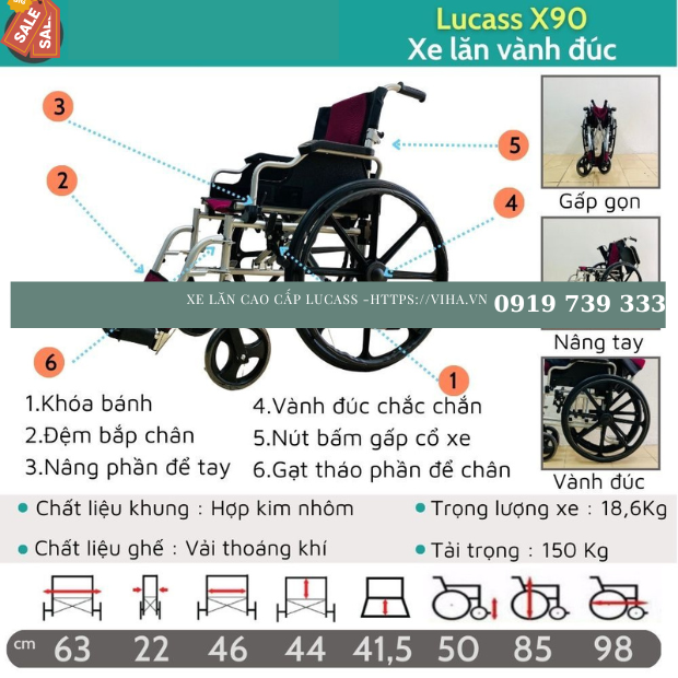 Xe lăn vành đúc Lucass X90