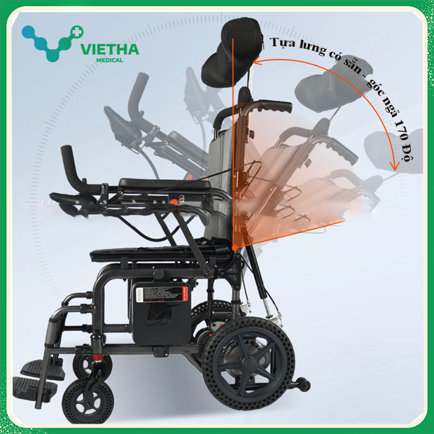 Xe lăn điện ngả lưng Lucass S-500 (pin lithium, phanh tự động)