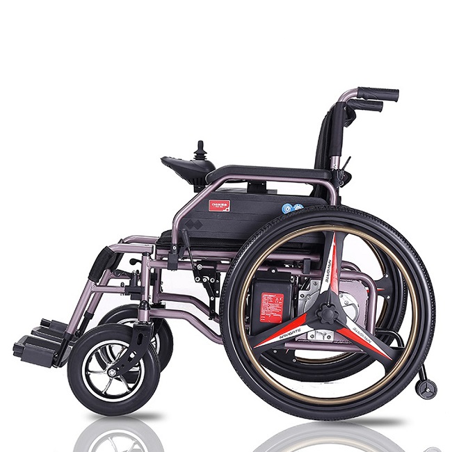 Xe lăn điện COLOR 180K- Xe lăn điện cao cấp bánh đặc gấp gọn