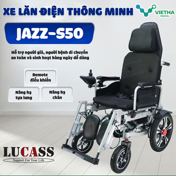 Xe lăn điện ngả nằm tự động Lucass Jazz S50