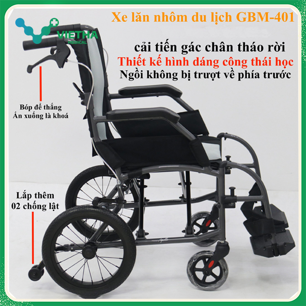 XE LĂN GBM 401 KHUNG NHÔM SIÊU NHẸ
