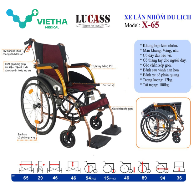 Xe Lăn Siêu Nhẹ Lucass X65