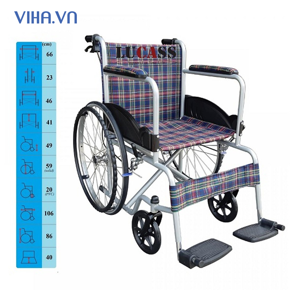 Xe lăn Lucass X75J có phanh, gấp gọn tiện lợi