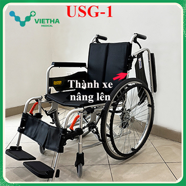 Xe lăn Miki Nhật Bản USG-1, đệm da, khung nhôm cao cấp