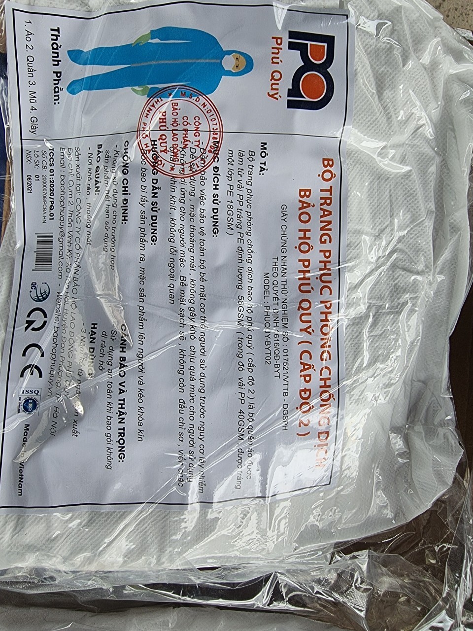 Bộ quần áo phòng dịch, bộ phòng hộ  Phú Quý cấp độ 2