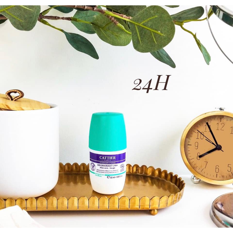 Lăn khử mùi Cattier hữu cơ ngăn mùi hôi lên đến 24h 50ml