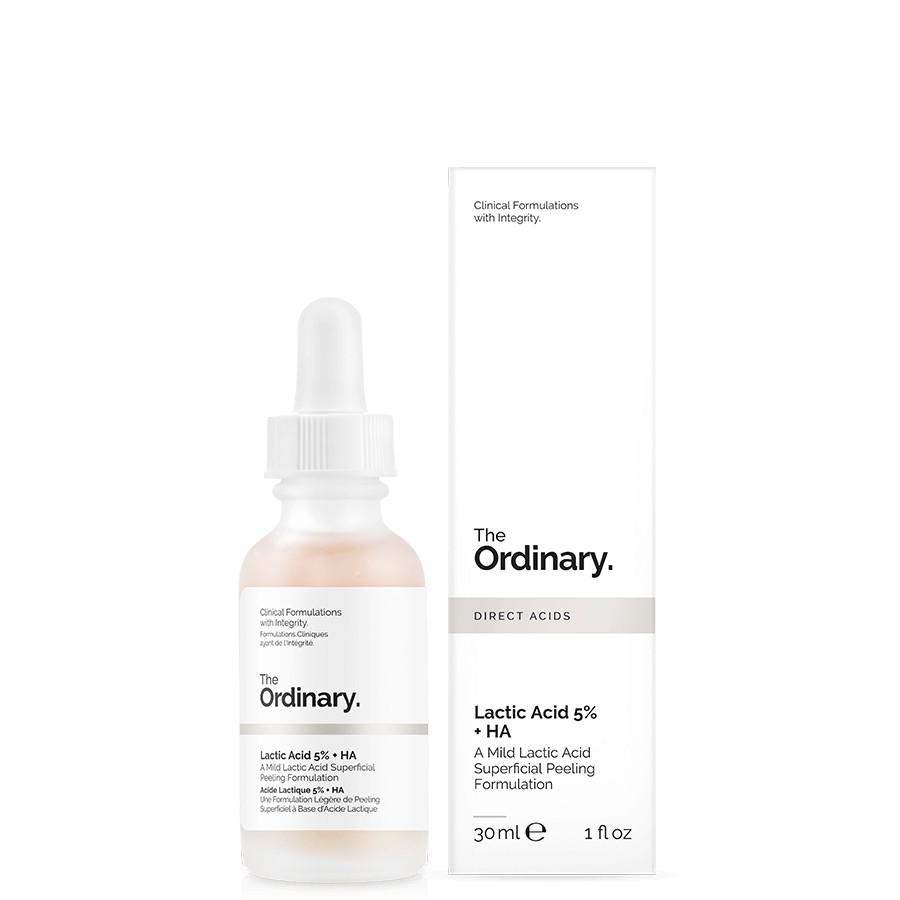 Serum tẩy da chết, trị mụn, mờ thâm, cấp nước Lactic Acid 10% +HA 2% 30ml The Ordinary