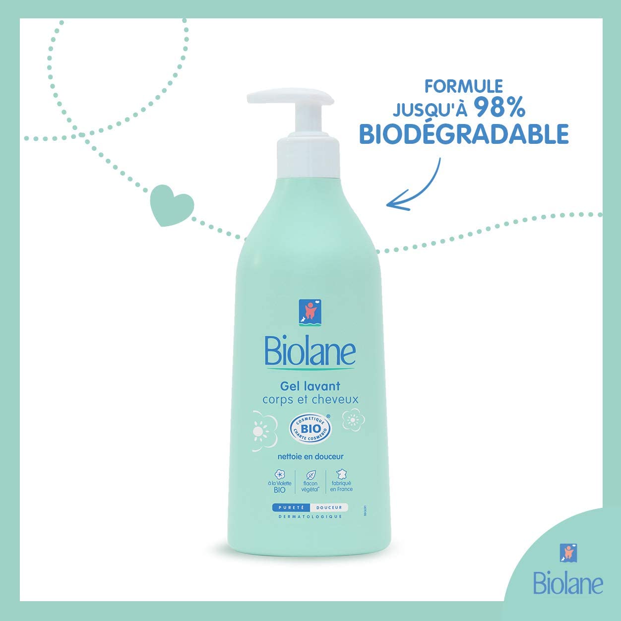 Sữa tắm gội hữu cơ 2in1 Biolane cho bé