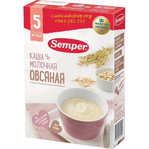 Bột ăn dặm Nga Semper - Vị Yến mạch. Cho bé từ 5 tháng