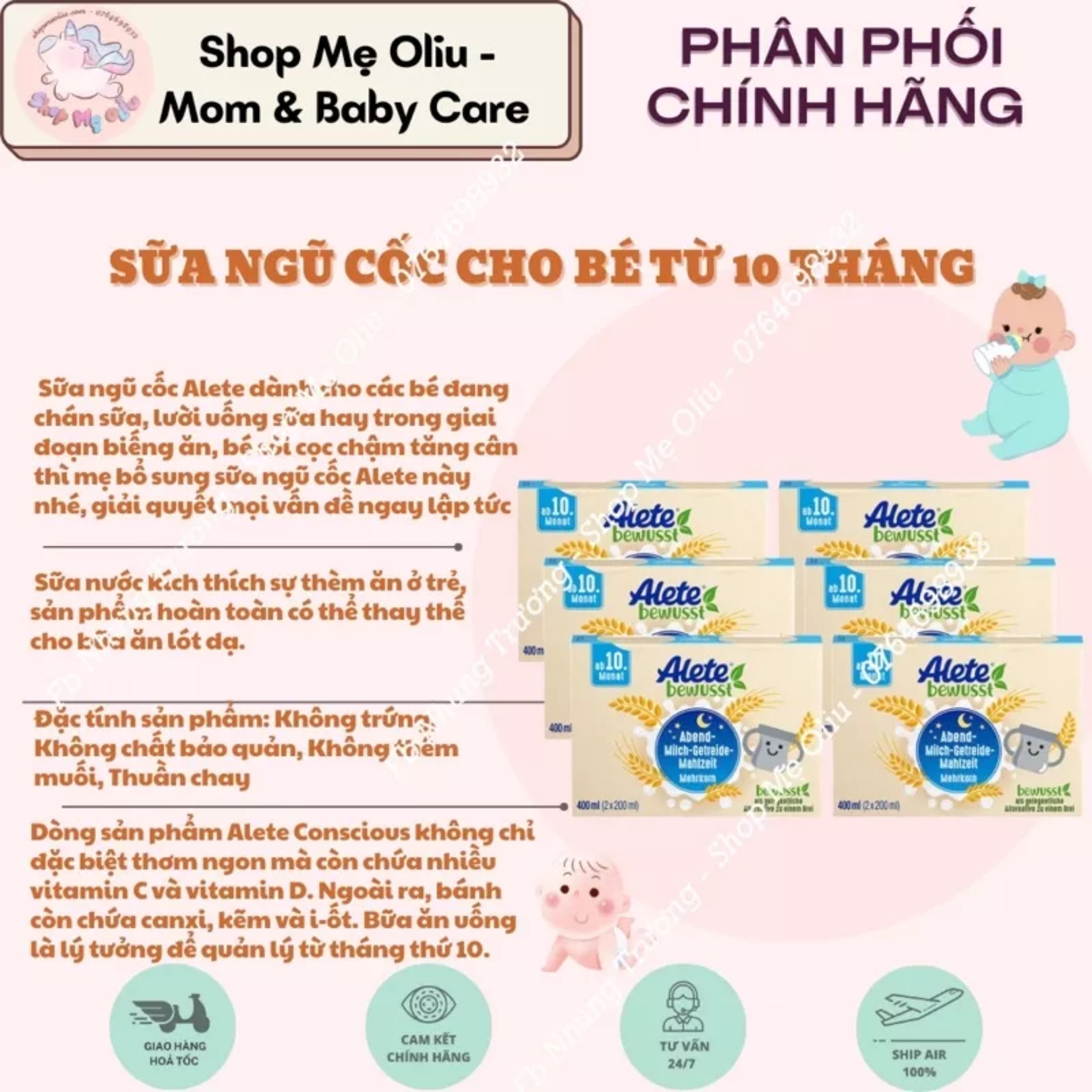 Sữa béo ngũ cốc Alete Bewusst nội địa Đức cho bé 10 tháng+ (2 x 200ml)