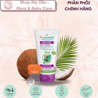 Dầu gội, mặt nạ (kèm lược) chống chấy, loại bỏ trứng, ấu trùng chấy Puressentiel anti-poux masque traitant 2 en 1 150ml