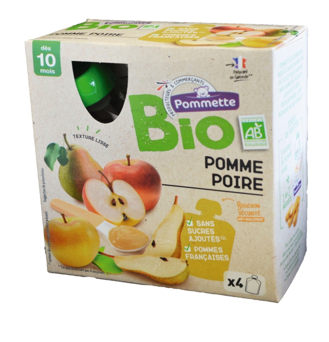 Trái cây nghiền hữu cơ Pommette dạng túi cho bé từ 10 tháng tuổi