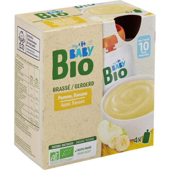 Sữa chua hữu cơ BabyBio Carrefour dạng túi cho bé từ 10 tháng tuổi (4 x 85g)