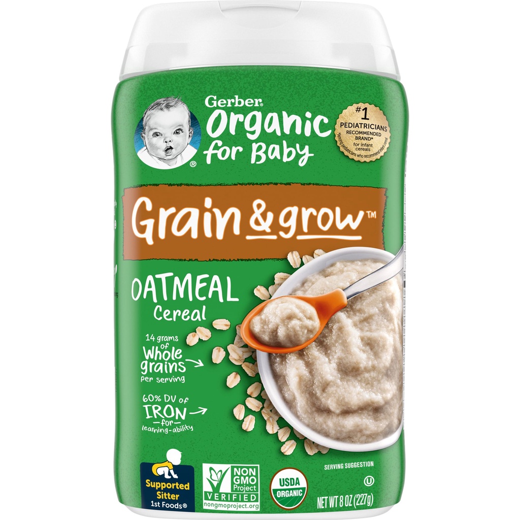 Bột ăn dặm Gerber Organic yến mạch cho bé từ 4 tháng tuổi 227g