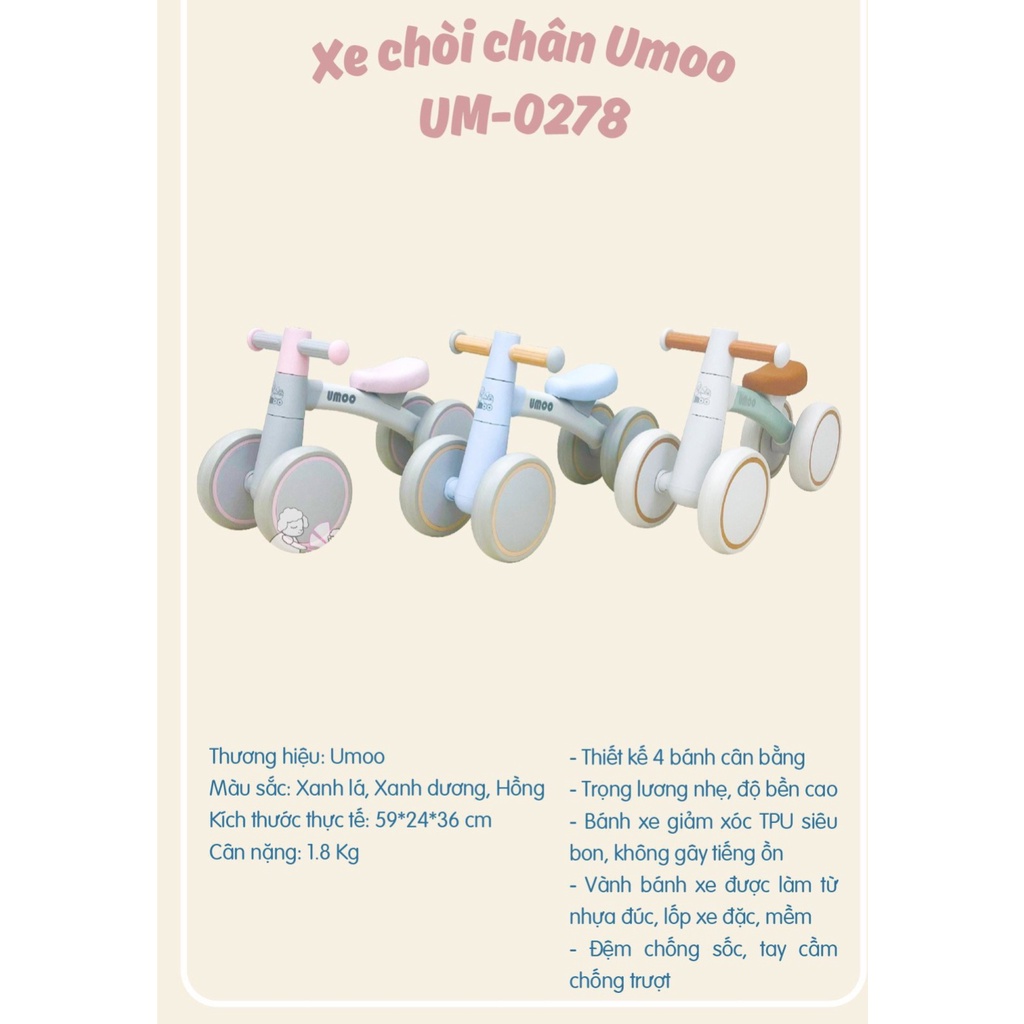 Xe chòi chân 4 bánh cho bé Umoo UM-0278