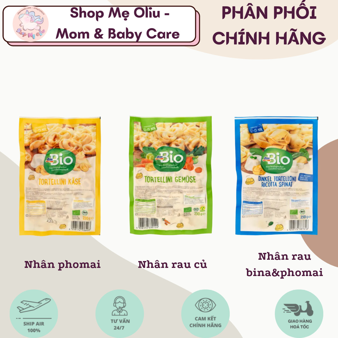 Hoành thánh tortellini nhân phô mai/rau bina DMBIO