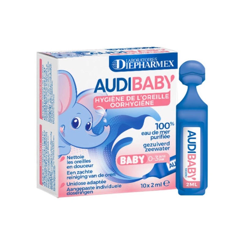 DUNG DỊCH LÀM MỀM, TAN RÁY TAI AUDIBABY CHO BÉ 0-3 TUỔI (10X2ML) Audibaby Hygiène Auriculaire