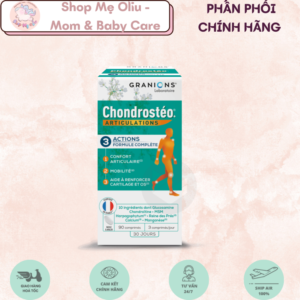 Viên uống bổ khớp Granions Chondrostéo | GRANIONS CHONDROSTEO+ ARTICULATIONS 90 viên (đủ bill)