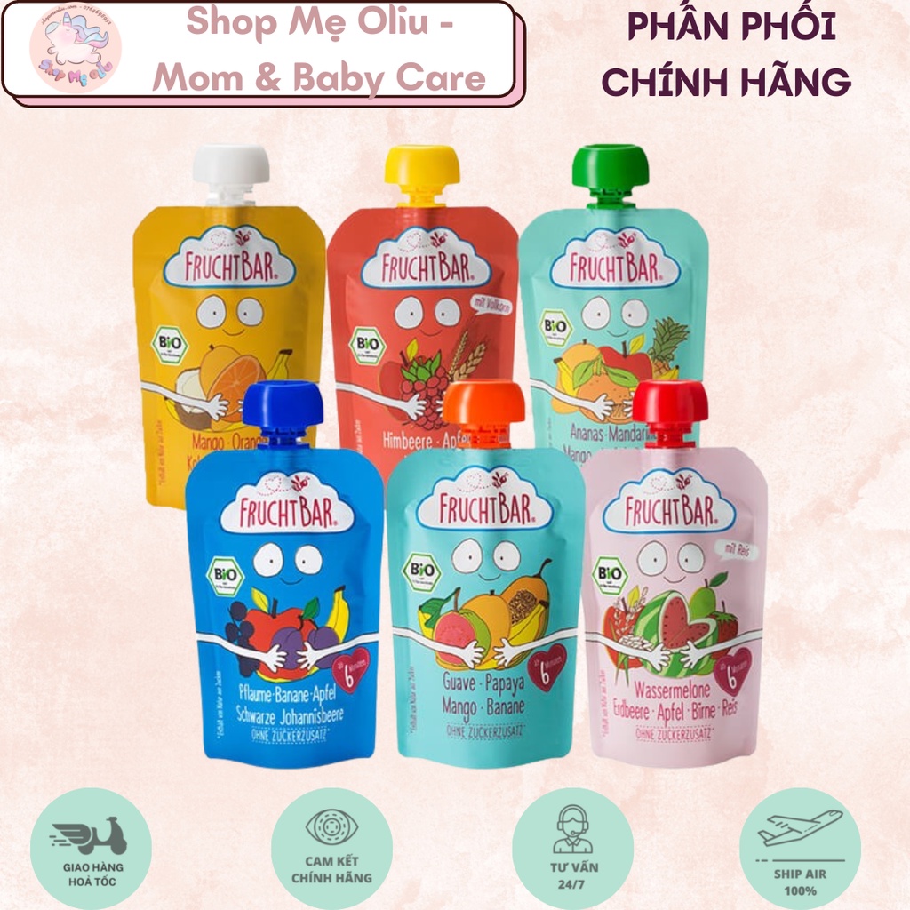 Trái cây nghiền hữu cơ Fruchtbar cho bé từ 6 tháng 100g (hàng Đức)