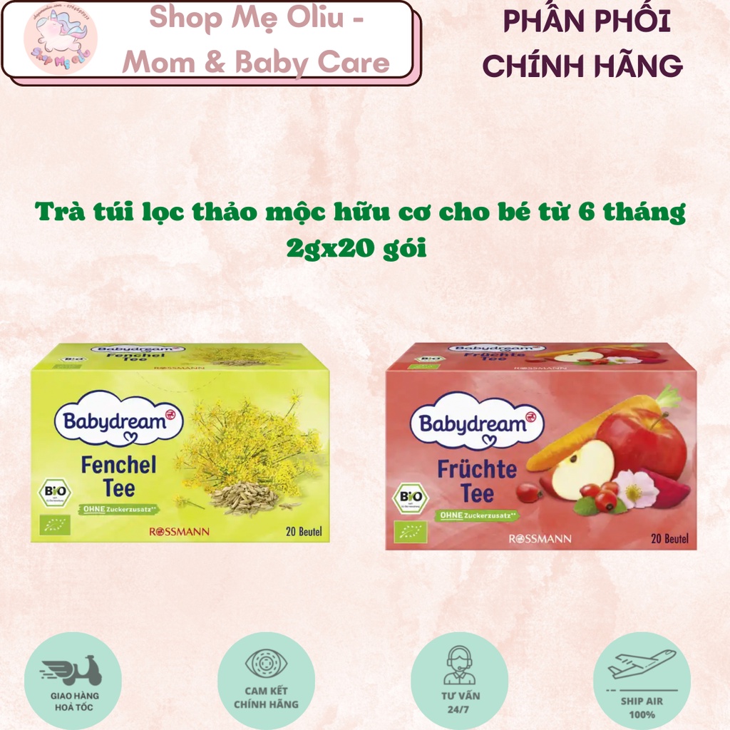 Trà túi lọc thảo mộc hữu cơ Babydream cho bé từ 6 tháng (2g x 20gói)