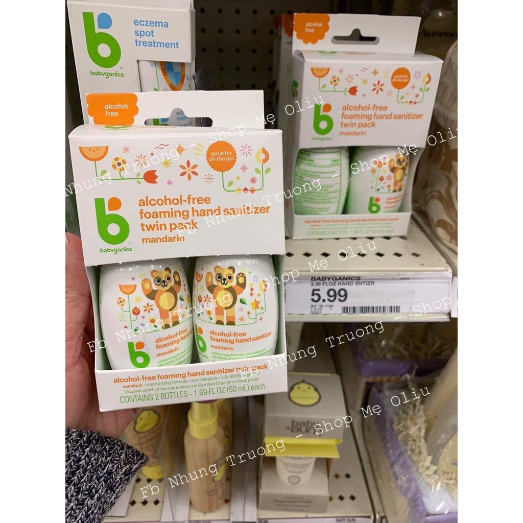 Nước rửa tay khô Babyganics 50ml & 250ml cho bé
