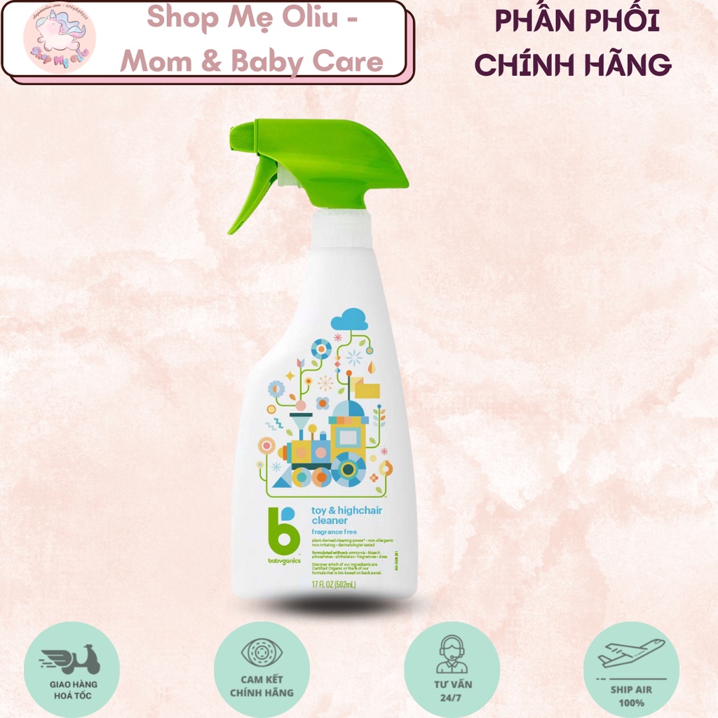 Nước vệ sinh, lau đồ chơi, ghế ăn, đồ dùng cho bé Babyganics 502ml