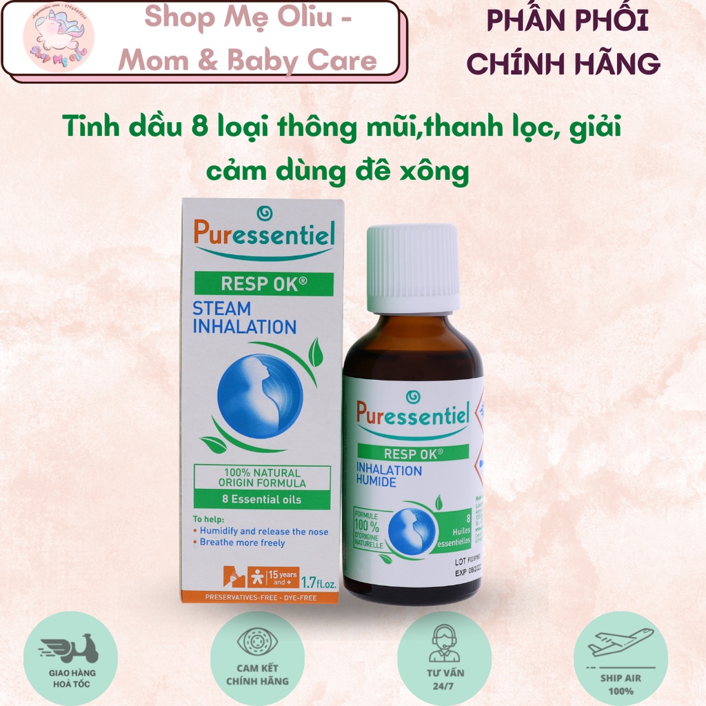 Tinh dầu xông ướt Puressentiel 8 loại,thanh lọc,thông mũi,giảm ho,hỗ trợ cảm lạnh 30ml