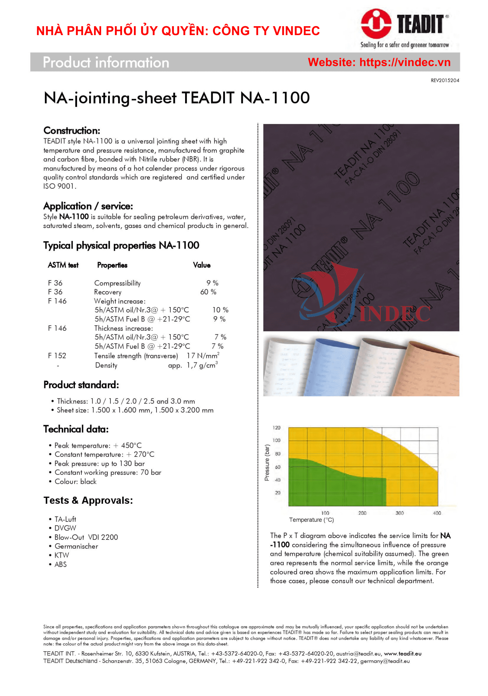 TEADIT NA 1100 | Compressed Graphite - Carbon Fibre Sheet NA 1100, non as bestos gasket TEADIT NA 1100 là gioăng tấm đệm mặt bích tròn gasket không Amiang chịu hóa chất, nhiệt độ, áp suất cao được làm từ chì graphite và sợi carbon, nhập khẩu NA1100 TEADIT, phân phối NA 1100 Teadit, mua bán Na-1100 Teadit