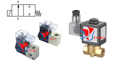 Van điện từ khí nén 2/2 hay được gọi là van phân phối 2 cổng, van được lựa chọn lắp đặt cho những hệ thống khí nén đơn giản. Van gồm 2 cửa và 2 vị trí làm việc. 2 vị trí gồm vị trí đóng và vị trí mở, 2 của gồm cửa vào và cửa ra.