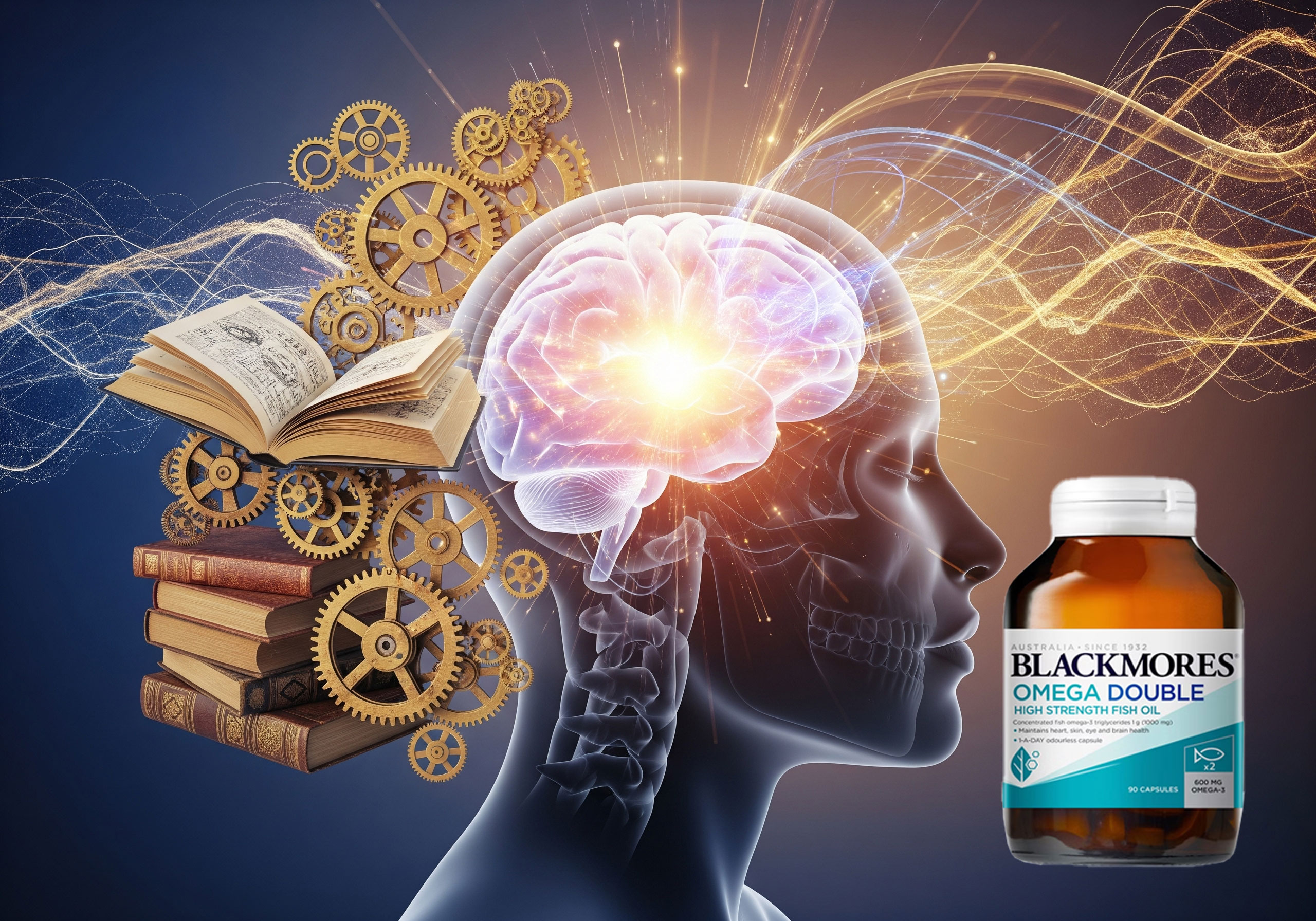 Blackmores Omega Double High Streng Fish Oil 90 Viên Nâng cao chức năng não bộ và cải thiện trí nhớ
