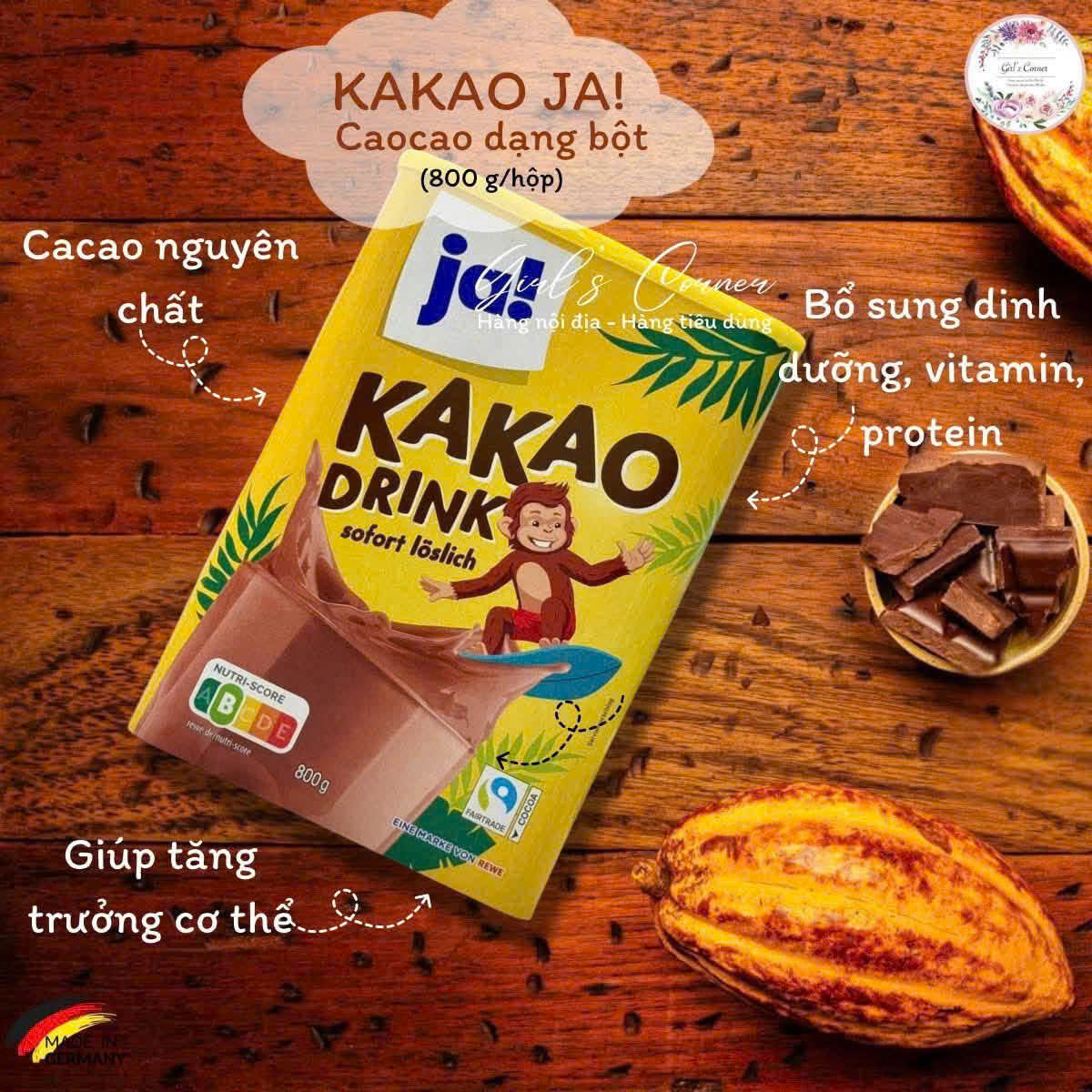 Hương vị và đặc tính bột cacao Kakao Drink JA 800g