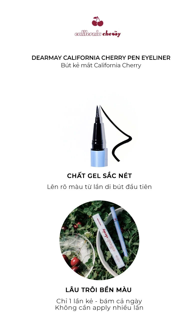 Bút Kẻ Mắt Nước Dearmay California Cherry Pen Eyeliner 0.5g 3