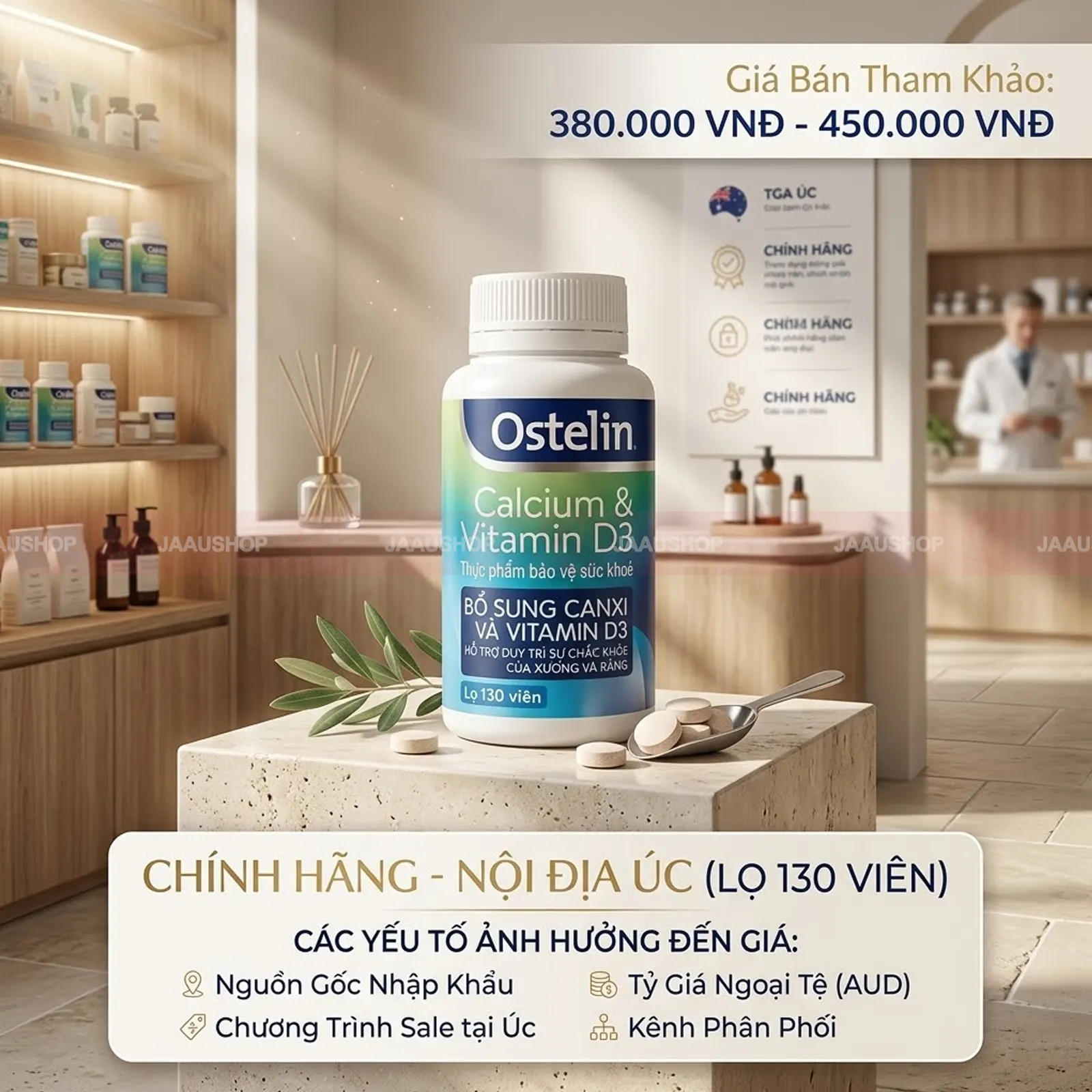 Canxi Ostelin 130 viên giá bao nhiêu?