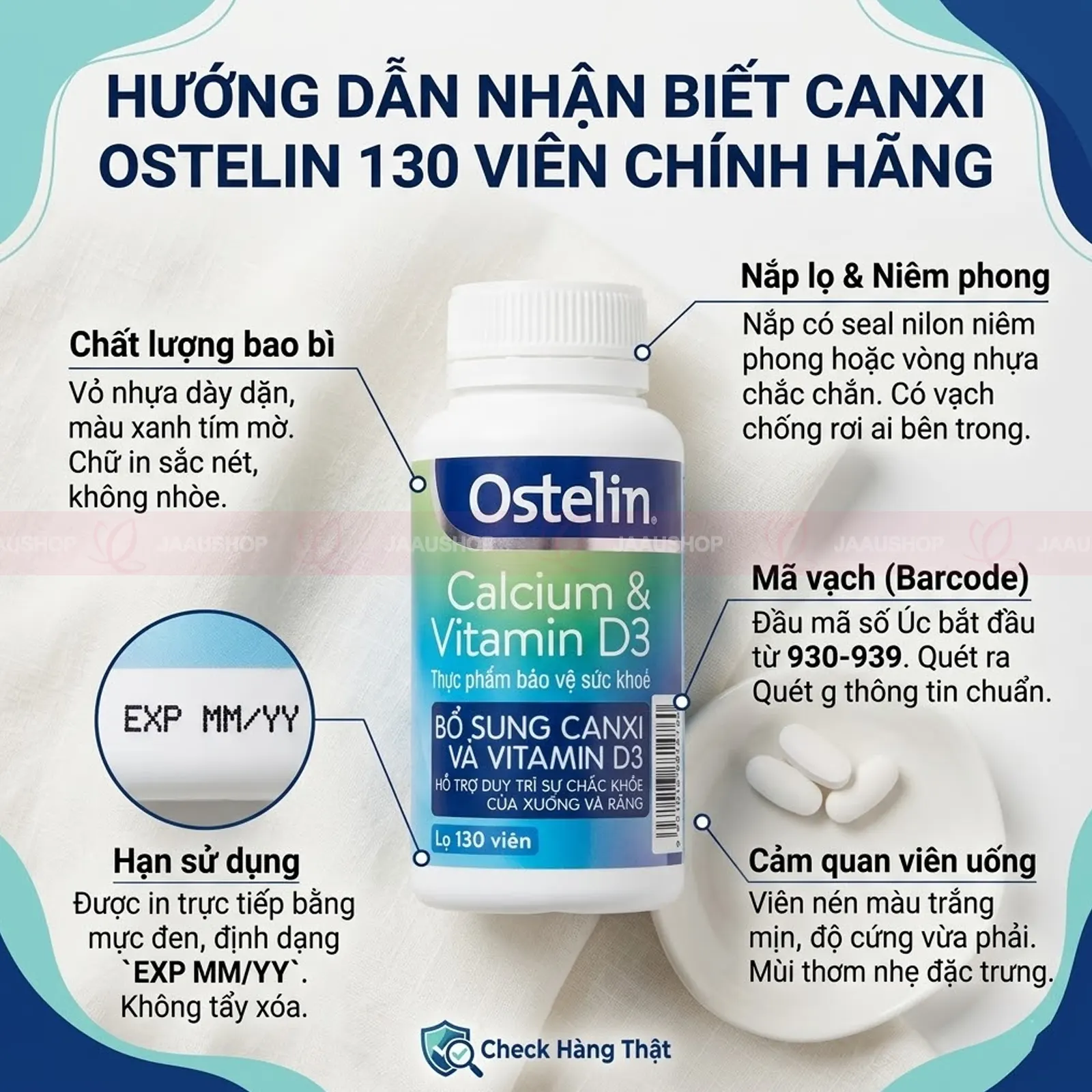 Cách nhận biết Canxi Ostelin 130 viên chính hãng