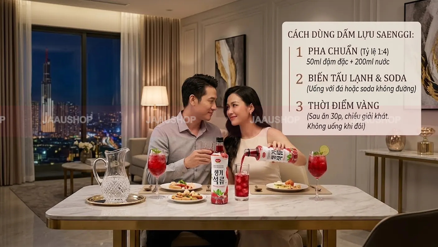 Hướng dẫn cách pha dấm lựu SAENGGI 50ml với 200ml nước